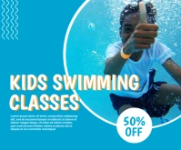 swimming class poster design Mellemstort rektangel template
