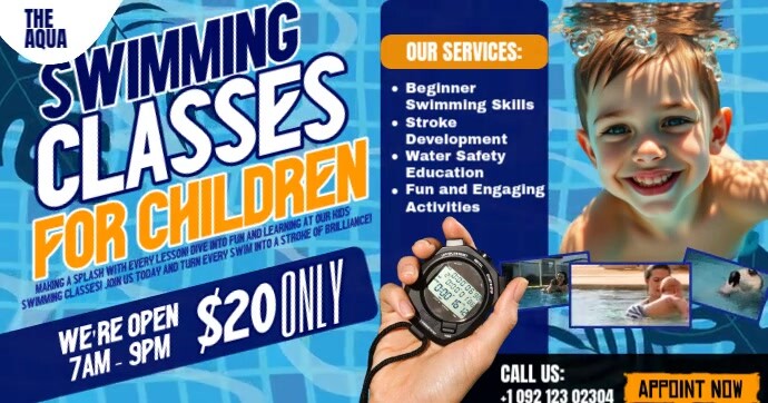 Swimming Classes For Children Isithombe Esabiwe ku-Facebook template