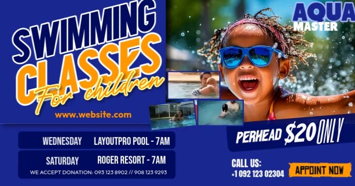 Swimming Classes For Children Facebook Shared Image template