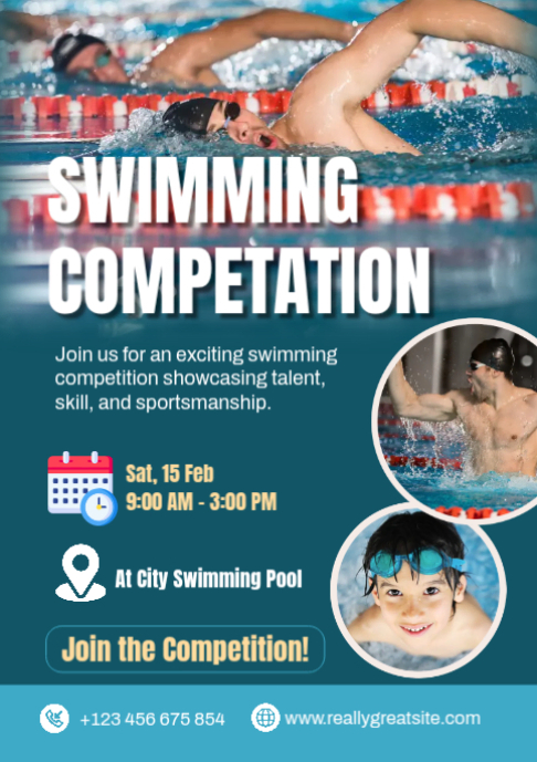 Swimming Competition — Sports Event Promotion Poster | Editable ...