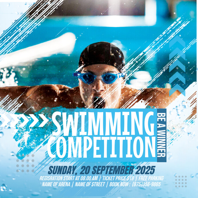 Swimming Competition โพสต์บน Instagram template