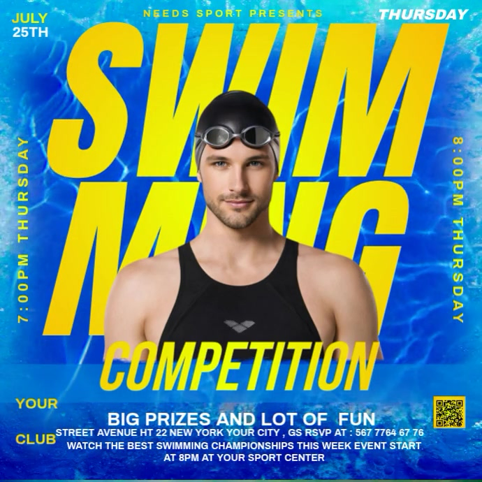 Swimming competition poster模板 | PosterMyWall