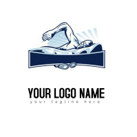 Swimming illustration Logo template