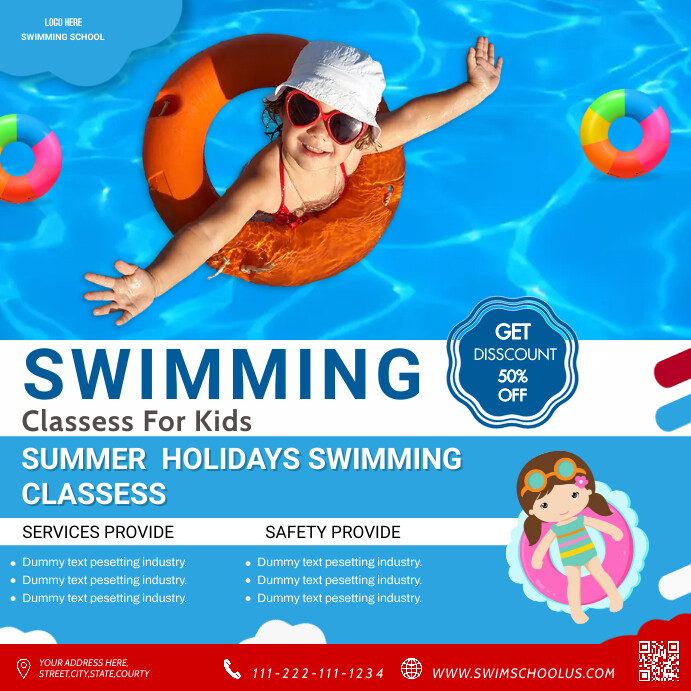 Swimming Lesson Promo Swimming lesson classes Template | PosterMyWall