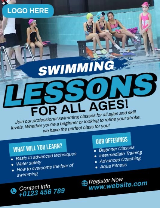 Swimming Lesson Template | PosterMyWall