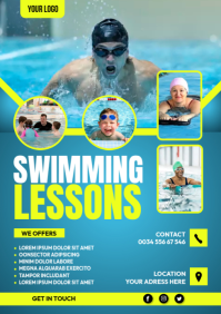 Swimming lesson poster A4 template