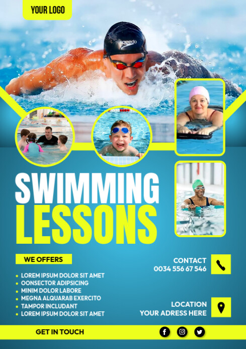 Swimming lesson poster Template | PosterMyWall