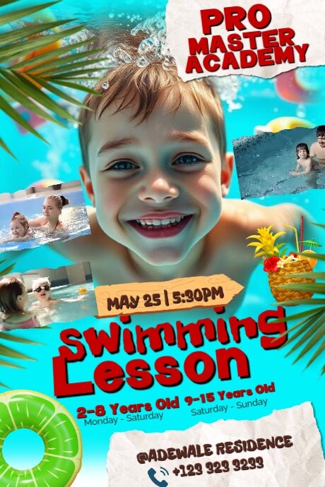 Swimming Lesson Promo Swimming Lesson Program Template | PosterMyWall