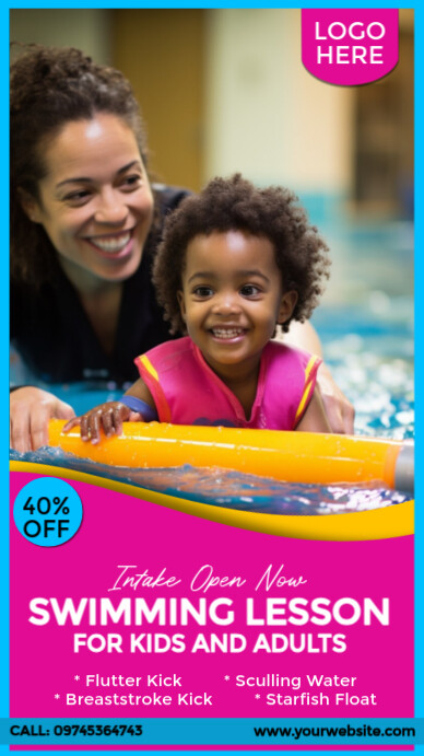 Swimming Lesson Promo Swimming Lessons Ad Template | PosterMyWall