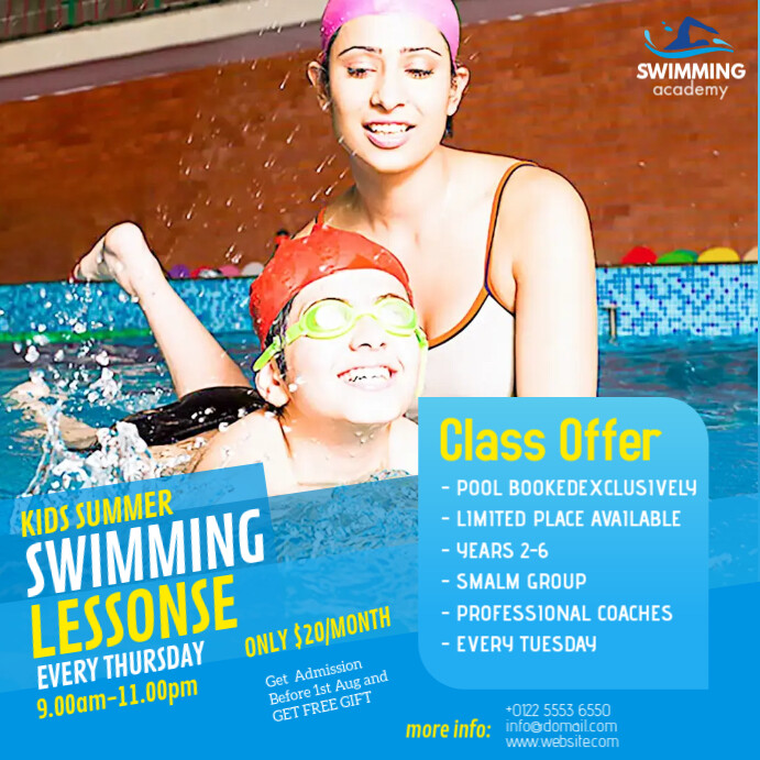 Swimming Lessons Ad Template | PosterMyWall