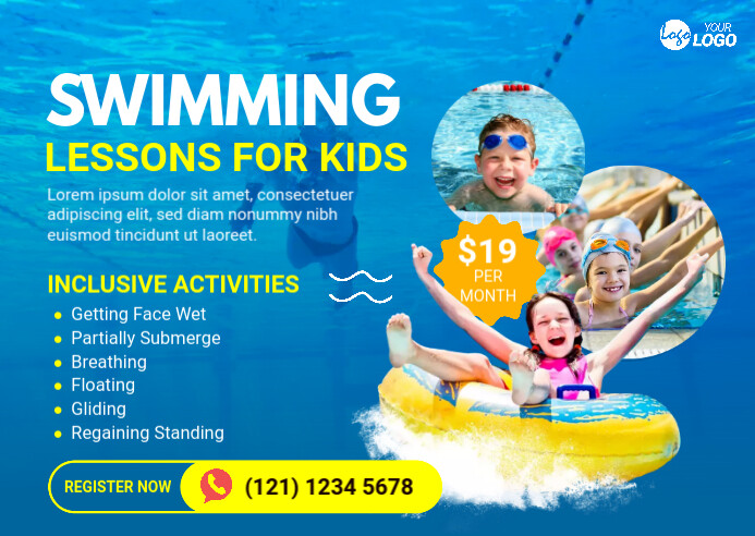 Swimming Lesson Promo Swimming Lessons Ad Template | PosterMyWall