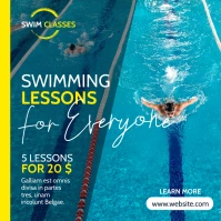 swimming lessons advertising template design Сообщение Instagram