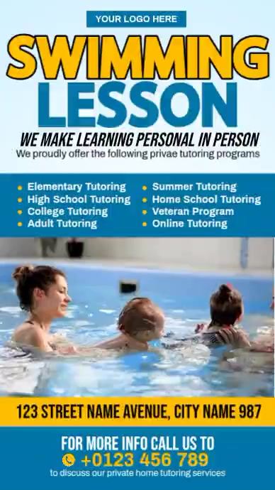 Swimming Lessons Instagram Reel Template | PosterMyWall