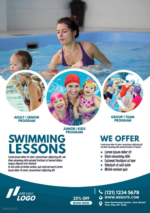 Swimming Lessons A4 template