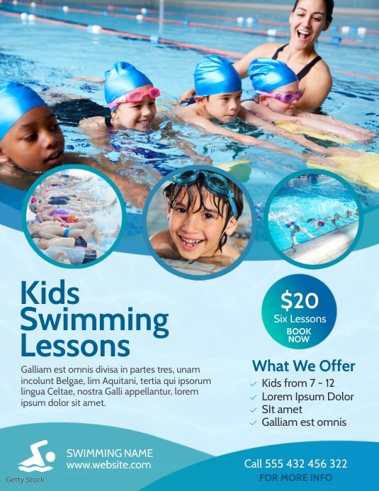 swimming lessons flyer advertising Template | PosterMyWall