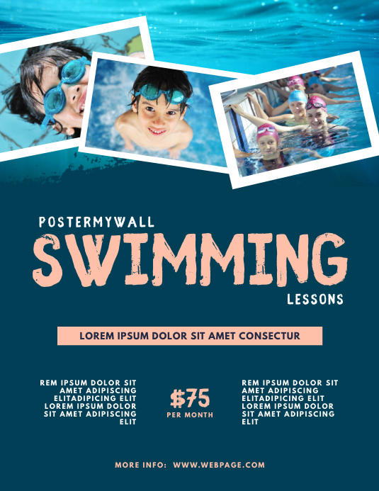 swimming lessons flyer template PosterMyWall