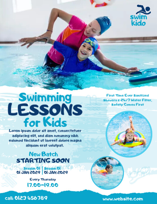 Swimming Lessons Flyer Template PosterMyWall