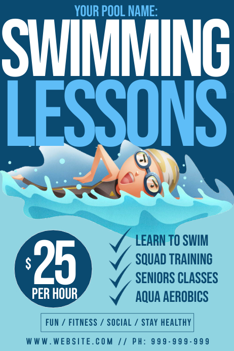 Swimming Lessons Poster Template PosterMyWall