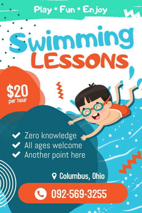 Swimming Lessons Poster Template PosterMyWall