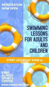 Swimming Lessons Social Media Ad Template Tampilan Digital (9:16)