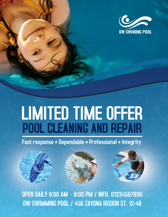 Copy of Swimming Pool Cleaning Service Flyer Template PosterMyWall