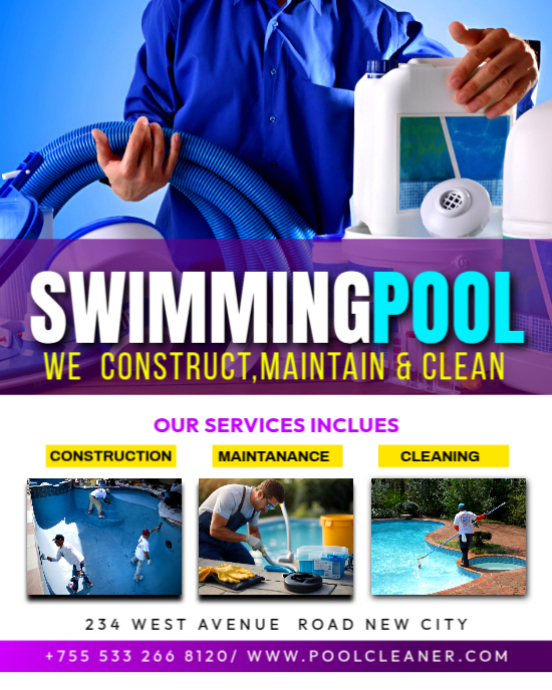 swimming pool installation maintainance builders contractor company advert facebook flyer template Instagram Portrait