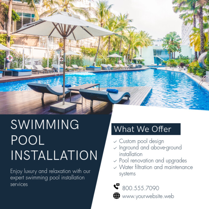Swimming Pool Installation Services Instagram Post Template | PosterMyWall