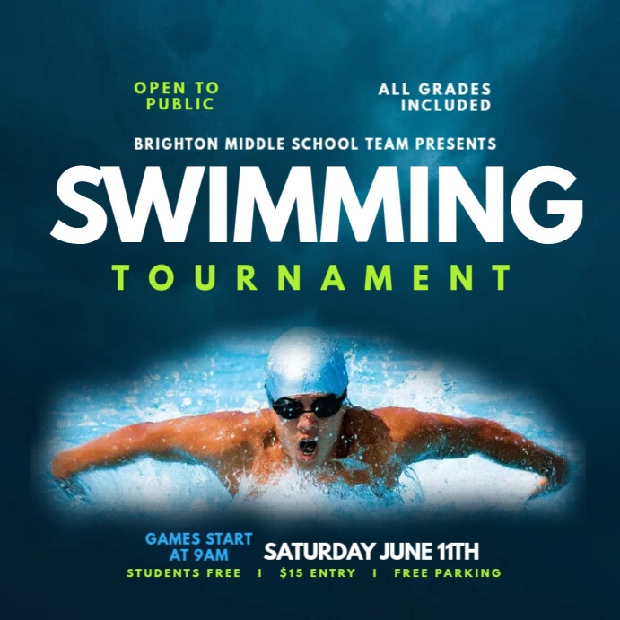 Swimming Event Names Examples Swimming Tournament Template | PosterMyWall