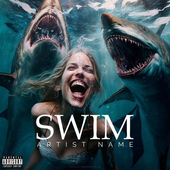 Swimming With Sharks Album Cover Design Template PosterMyWall swimming-with-sharks-album-cover-design-template-postermywall