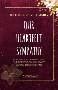 sympathy , condolences card template ความกว้างแบบครึ่งหน้า