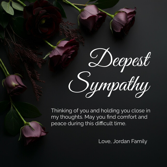 sympathy , condolences card template Instagram 帖子