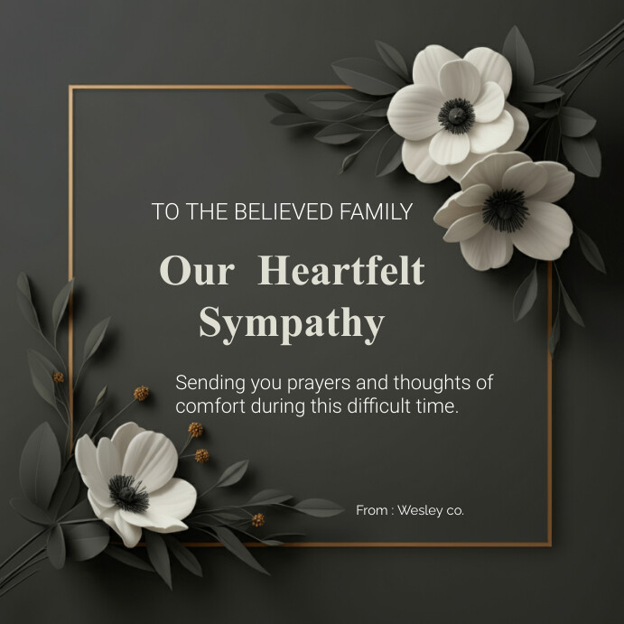 sympathy , condolences card template Wpis na Instagrama