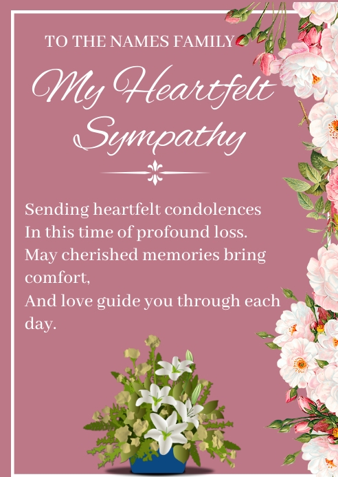 Image 4 for Sorry For Your Loss Card Template