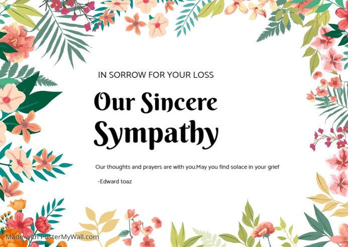 Sympathy card design template | PosterMyWall