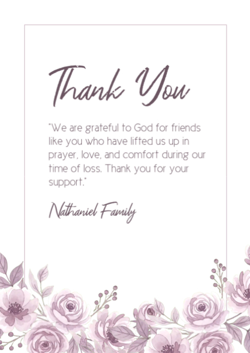 Sympathy Thank You Card β Funeral Appreciation Card | Editable Template ...
