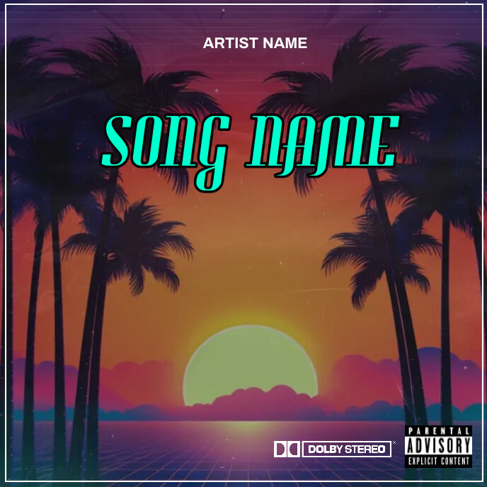 synth wave, retro, Futurebass album cover 专辑封面 template