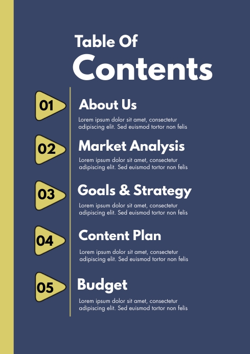 table of content Template | PosterMyWall