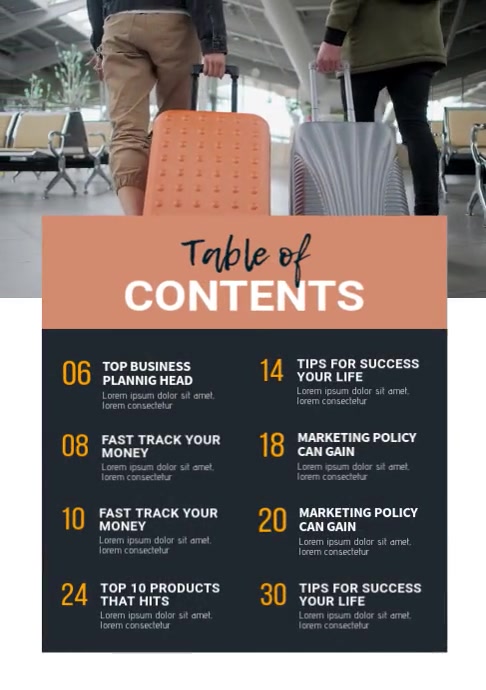 Table Of Content Page Design Template | PosterMyWall