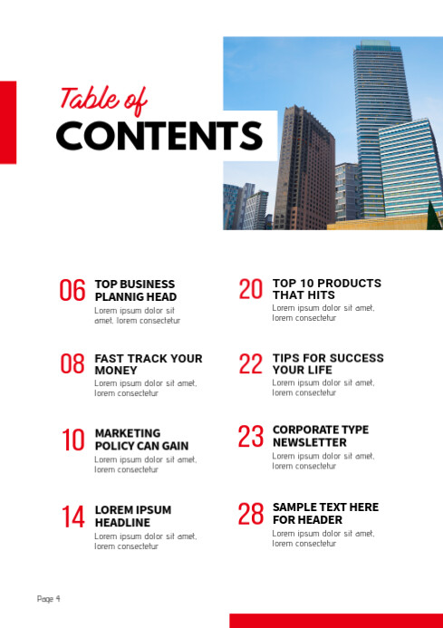 Table Of Content Page Design Template | PosterMyWall