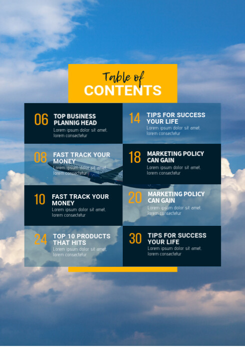 Table of Content Page Template | PosterMyWall
