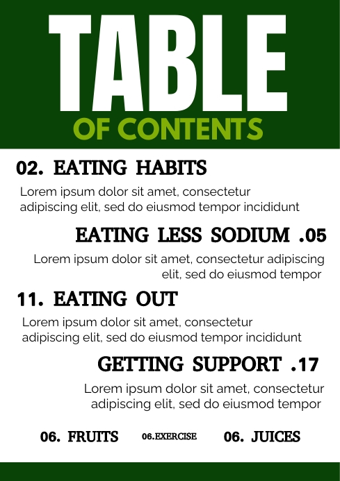 Table Contents Sticker Copy of Table of Contents | PosterMyWall