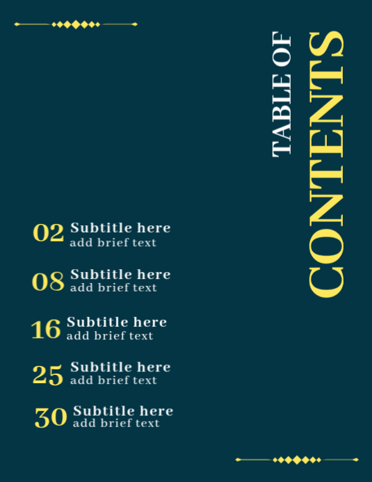 Table of Contents Flyer (US Letter) template