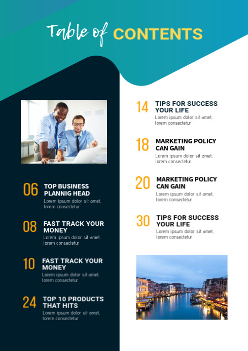 Copy of Table of contents page layout | PosterMyWall