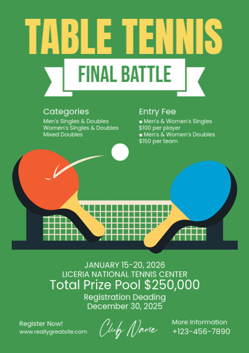 Table Tennis Flyer A4 template