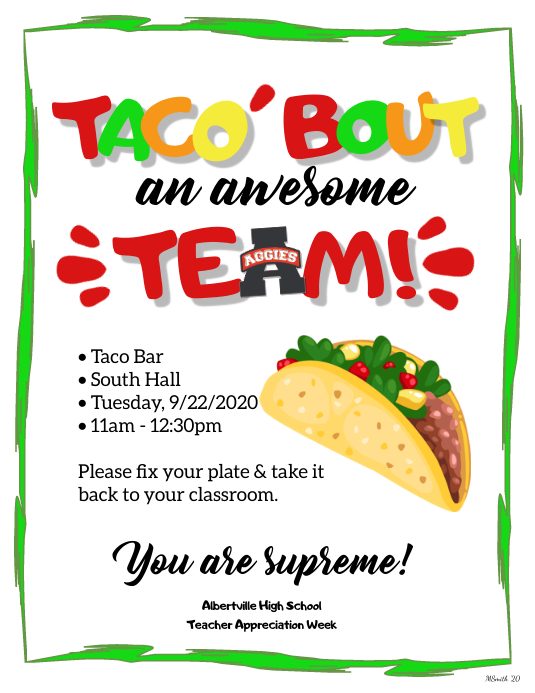 TACO'BOUT AN AWESOME TEAM Template | PosterMyWall TACO'BOUT AN AWESOME TEAM Template | PosterMyWall