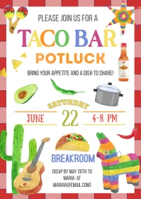 TACO BAR Potluck Invitation A6 template