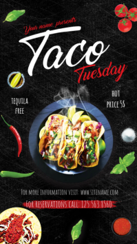 สีดำ Taco Tuesday Promotion Digitalt display Template