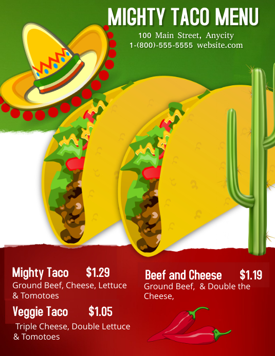 Taco Menu Template PosterMyWall Taco Menu Template PosterMyWall