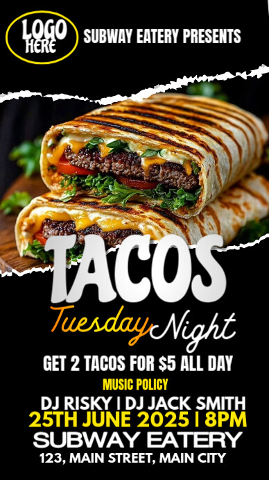 taco night party História do Instagram template
