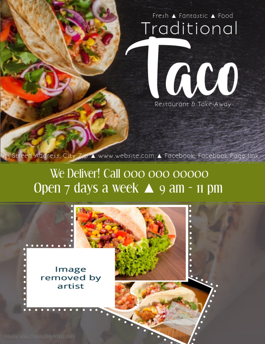 Taco Restaurant Flyer Template PosterMyWall